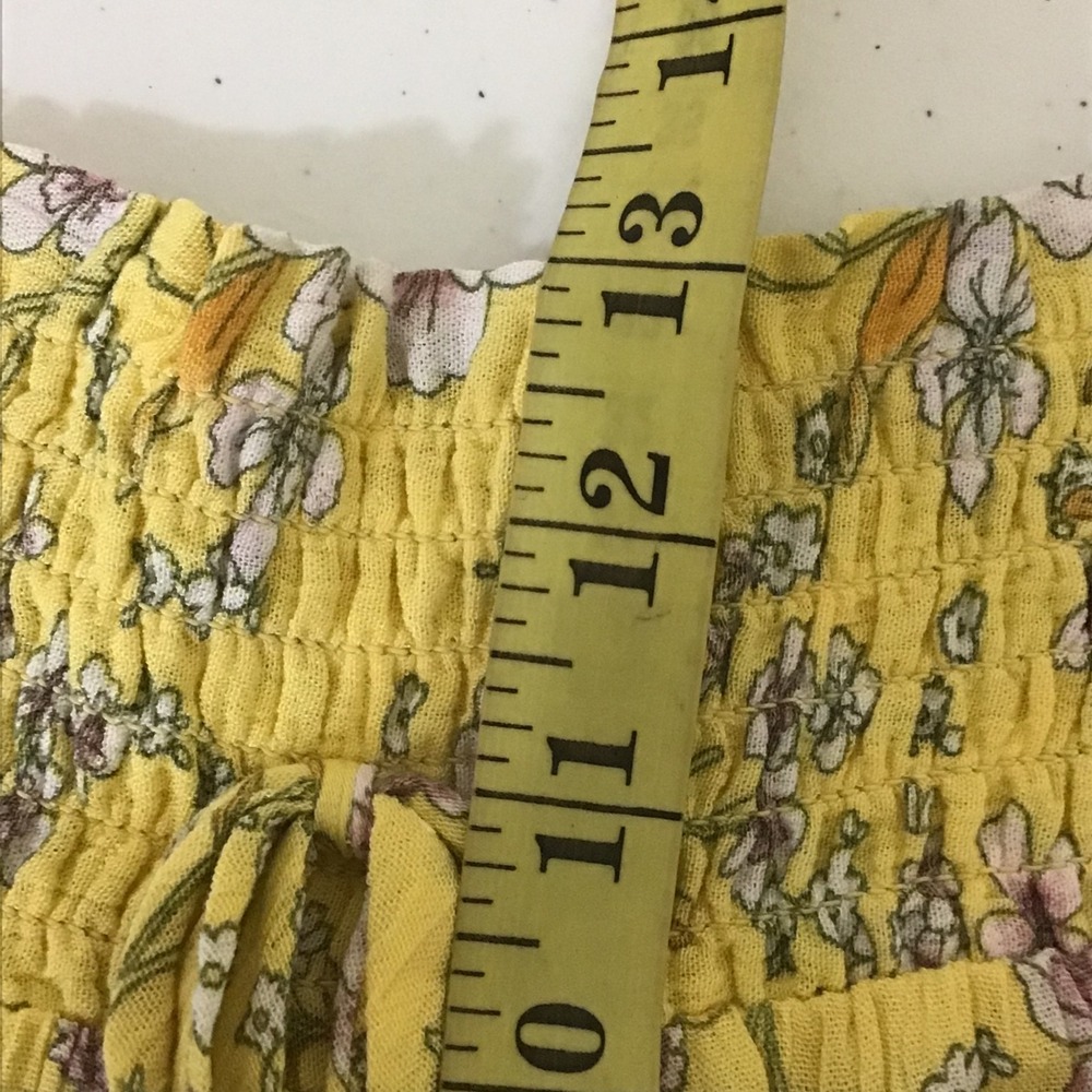 Bebop Yellow Floral Smocked Waist Ruffle Hem Shorts Women's XL - Picture 10 of 12